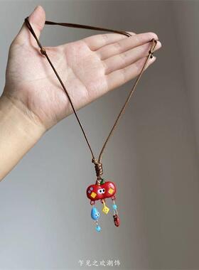 彩虹糖果~陶瓷爱心锁骨链女夏天多巴胺双层叠戴项链日常百搭配饰