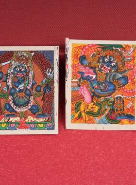 西藏尼泊尔纯手红手绘唐卡黑财神系列唐卡画心*尺寸