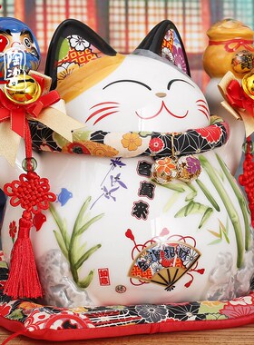 招财猫摆件千克万来发财猫店铺开业礼品陶瓷储蓄罐创意家居装饰品