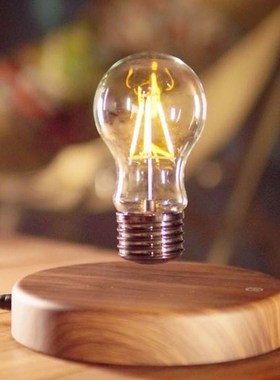 磁悬浮灯泡创意小夜灯桌面摆件发光可旋转卧室台灯男朋友生日礼物