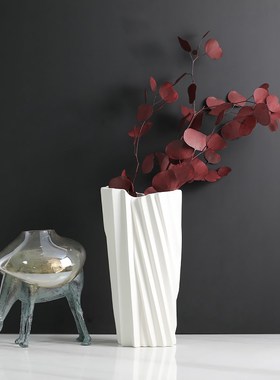 新中式现代简约金属马玻璃花器摆E件样板房售楼处书房软装饰品