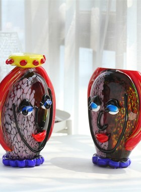 意器琉璃摆件穆拉诺人脸个性艺术品客厅餐桌玄关柜样板间酒店软装