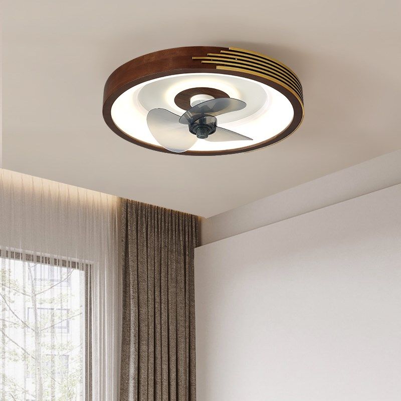 实木变频风扇灯简约现代智能吸顶灯胡桃木色电扇灯LED卧室房间灯,淘宝优惠券,粉丝福利购,淘宝优惠卷