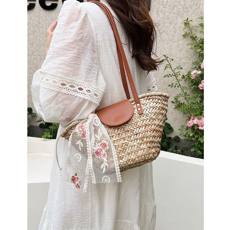 夏季编织包包女大容量2024新款休闲海边度M假菜篮子沙滩单肩水桶,淘宝优惠券,粉丝福利购,淘宝优惠卷