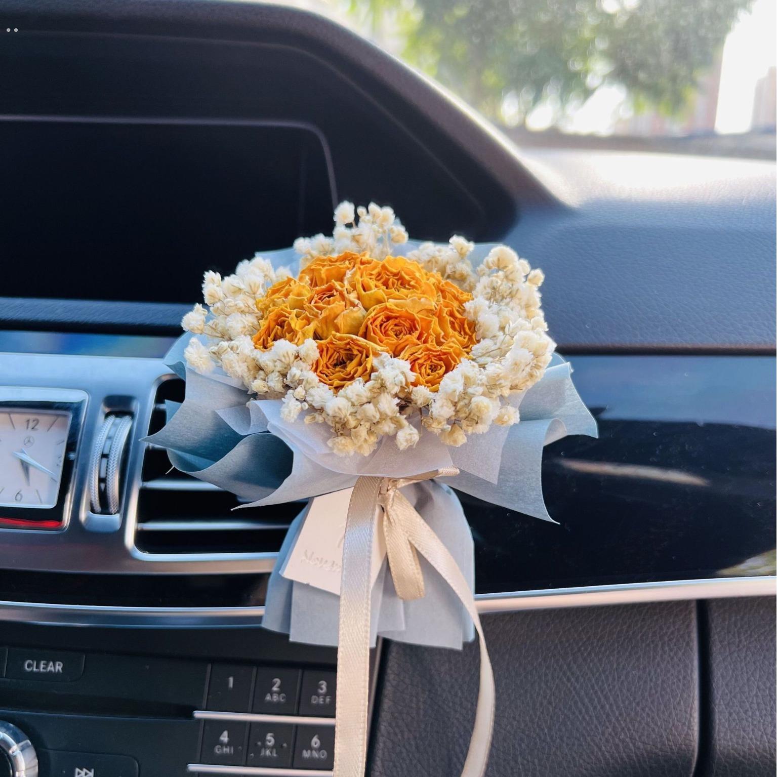 迷你精致干花束玫瑰结婚伴手礼情人节出风口车载夹毕业生日礼物 - 图1
