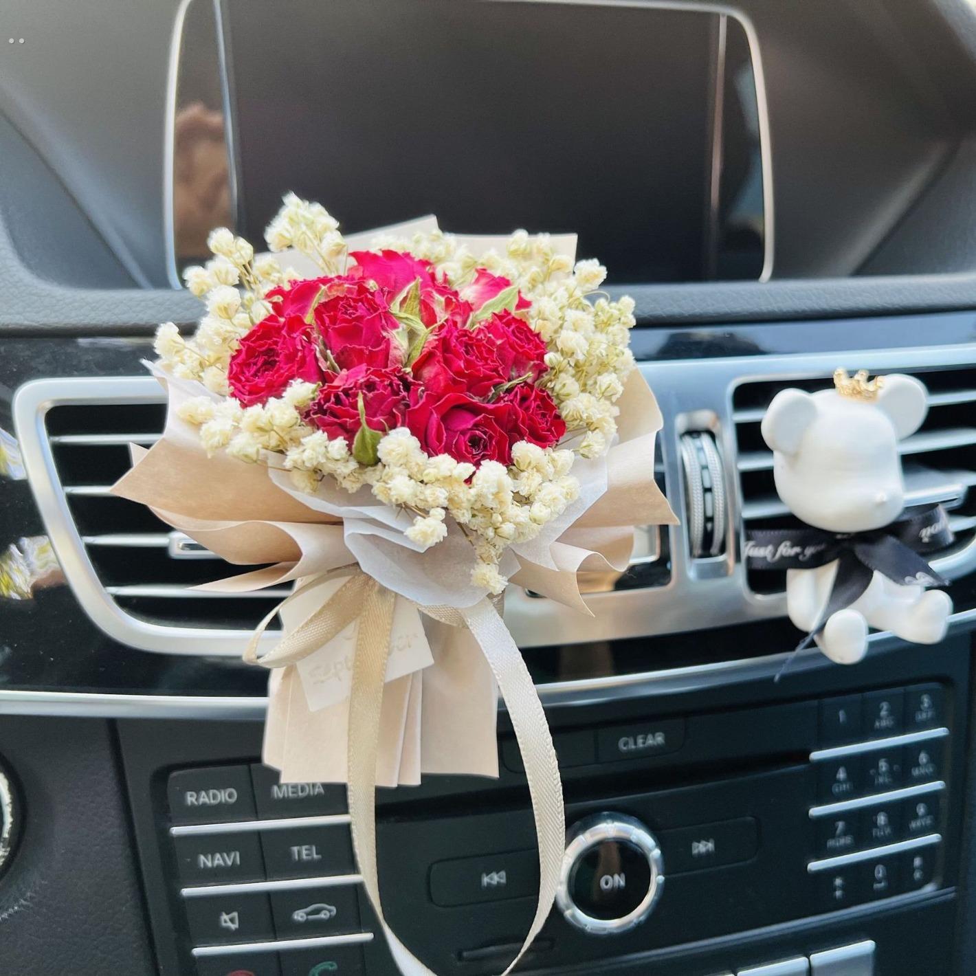 迷你精致干花束玫瑰结婚伴手礼情人节出风口车载夹毕业生日礼物 - 图0