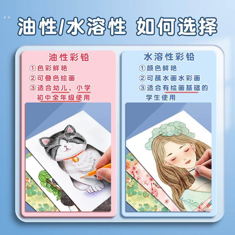 可擦彩色铅笔水溶性24色画笔彩色美术生专用绘画儿童画笔可擦彩色,淘宝优惠券,粉丝福利购,淘宝优惠卷