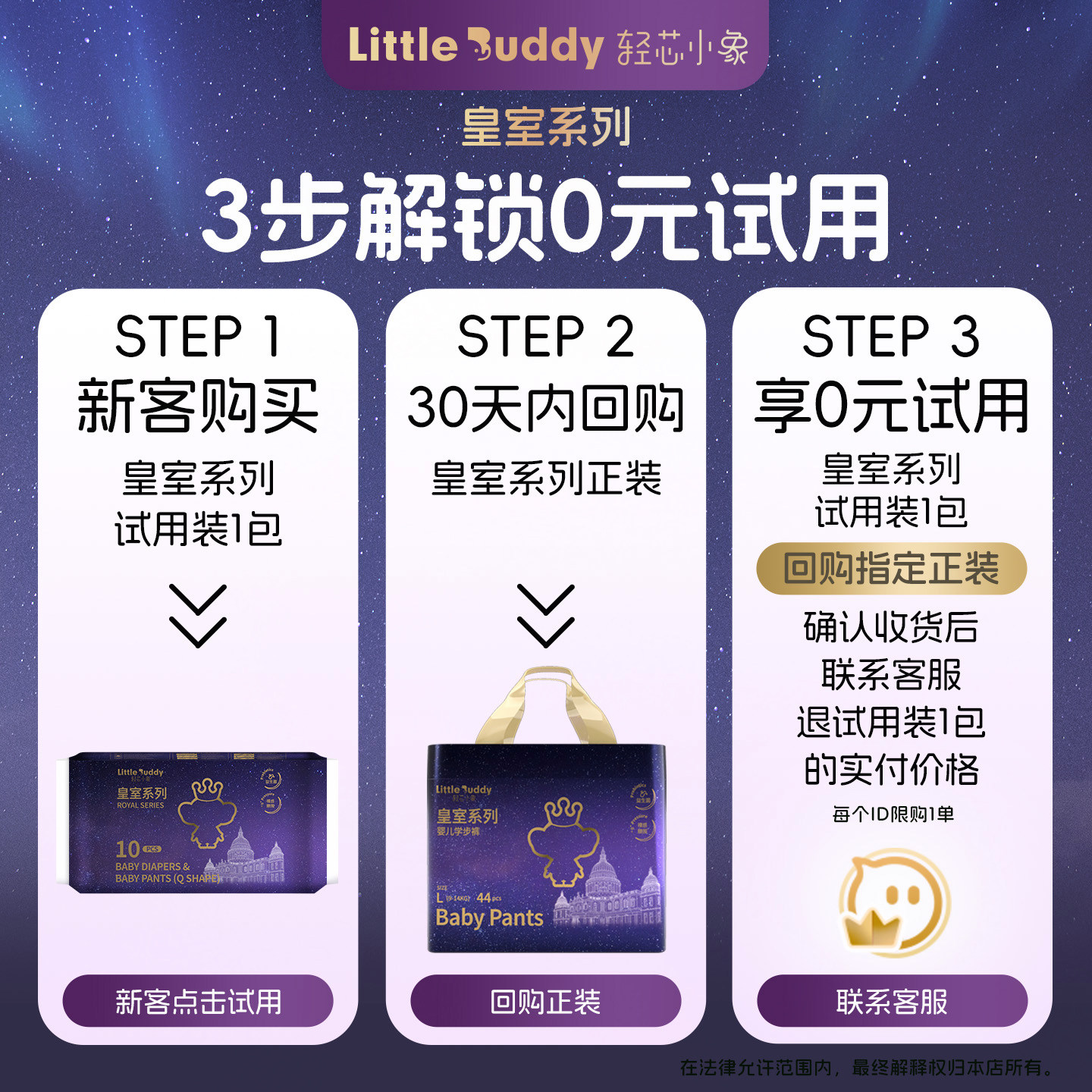 轻芯小象皇室拉拉裤纸尿裤超薄透气试用装婴儿宝宝尿不湿体验装,淘宝优惠券,粉丝福利购,淘宝优惠卷