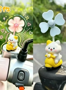 可爱骑毛驴旋转风车电动车摆件