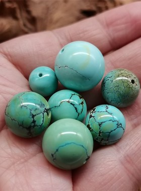 一物一图正圆珠湖北十堰绿松石原矿石F圆珠配珠顶珠腰珠配饰D包邮