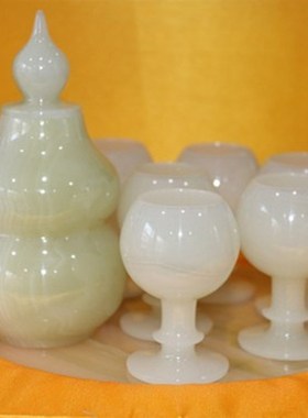 天然阿富汗玉茶具套o装茶壶茶盘茶酒具高脚杯摆件家居客厅茶台摆