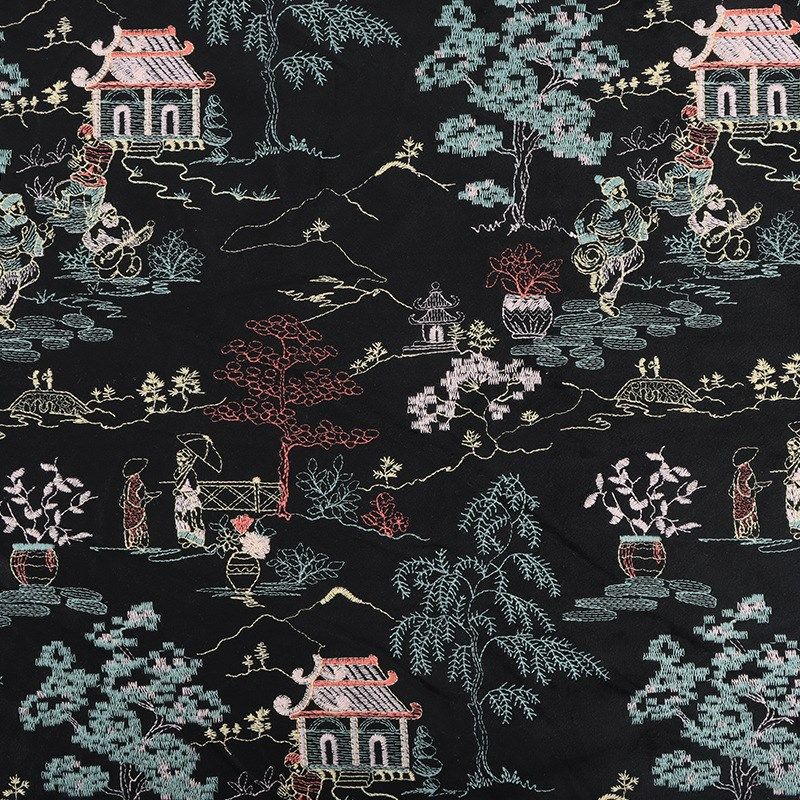 厂家现货新中式国风丝绒刺绣兰亭序古风绣花布料,淘宝优惠券,粉丝福利购,淘宝优惠卷