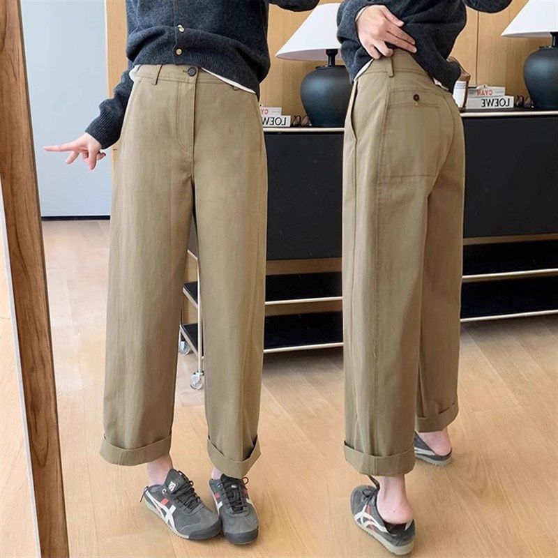 梨型身材九分休闲工装裤女大码z春季胖妹妹宽松显瘦遮胯直筒阔腿,淘宝优惠券,粉丝福利购,淘宝优惠卷