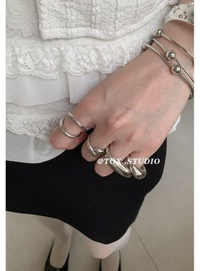 TOX ACC 简约金属气质光面百搭冷淡风戒指叠戴个性指环