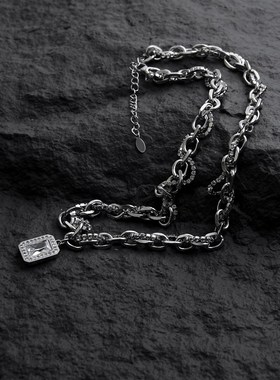 SAZ 小众双层叠戴项链男镶钻锆石潮牌百搭高级感缠绕锁骨链女配饰