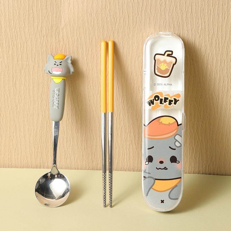 懒羊羊可爱便携餐具三件套304不锈钢食品级学生筷勺套装收纳盒,淘宝优惠券,粉丝福利购,淘宝优惠卷