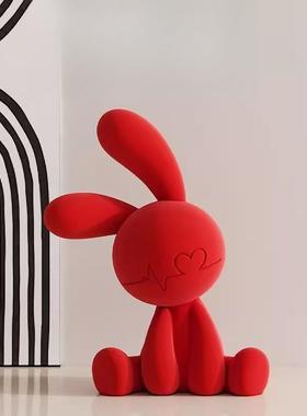高颜值心跳兔子坐姿摆件轻
