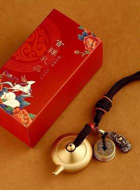 黄铜把把壶手把件小麻将壶