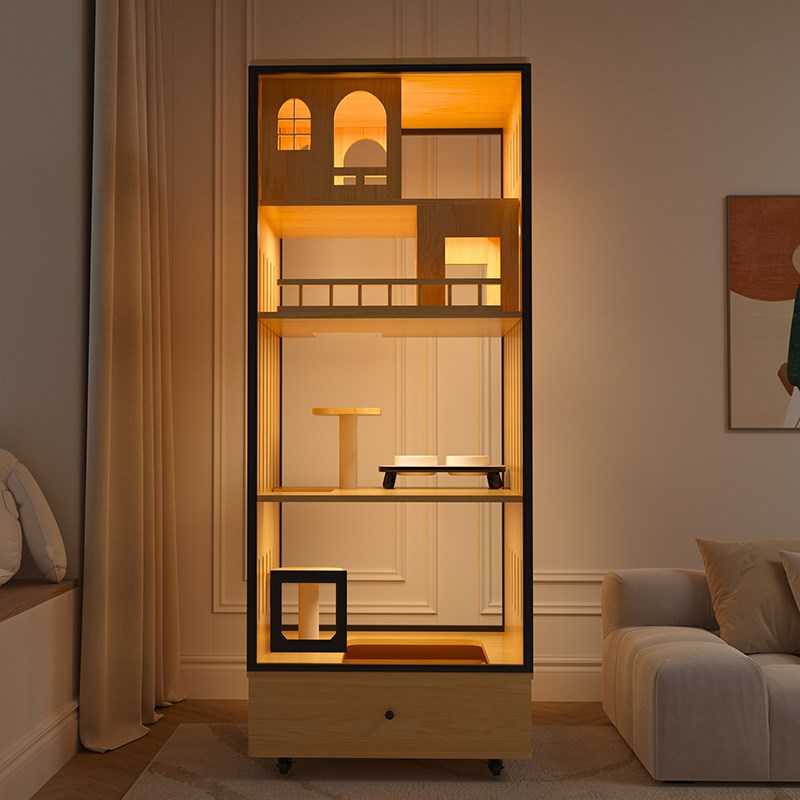 不占地猫别墅猫窝猫厕所一体实木猫咪笼子猫笼子猫柜猫屋家用室内 - 图1