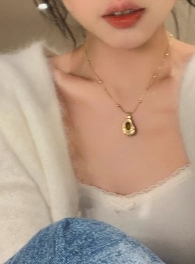 虎眼石不规则蛇骨链装饰品女配饰衣服百搭项链轻奢小众独特毛衣链