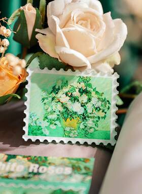 厂家邮票亚克力冰箱贴定制套装梵高莫奈睡莲日出印象送人软磁性贴