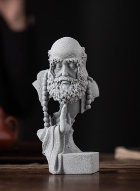 悟道达摩祖师茶宠青砂石鱼缸造景家居客厅玄关装饰品