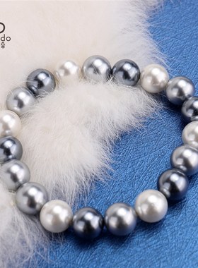 手串女网红气质手链仿珍珠贝珠手环松紧可调节手饰闺蜜礼物配饰品