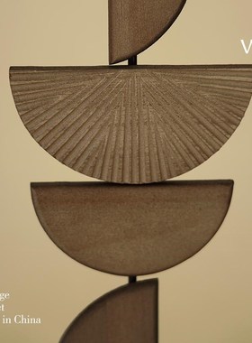 梵其北欧侘寂风半圆木雕几何摆件家居样板间客厅玄关酒柜装饰品