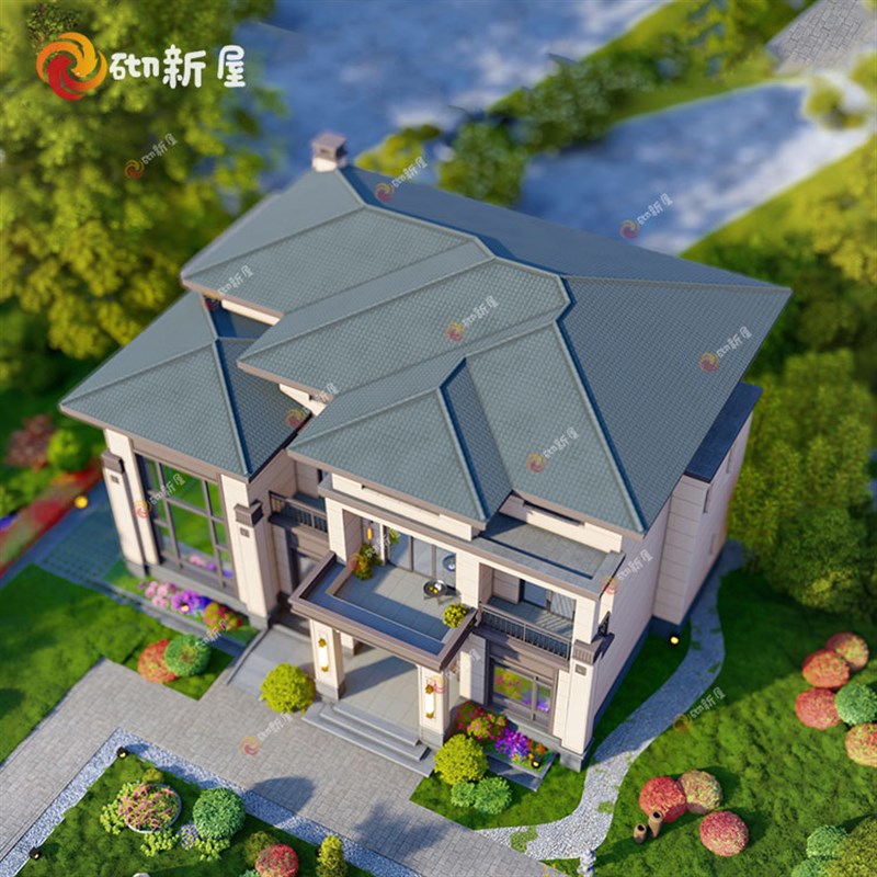 B271农村自建房两层框架结构别墅设计图纸房屋效果图施工图全包 - 图1