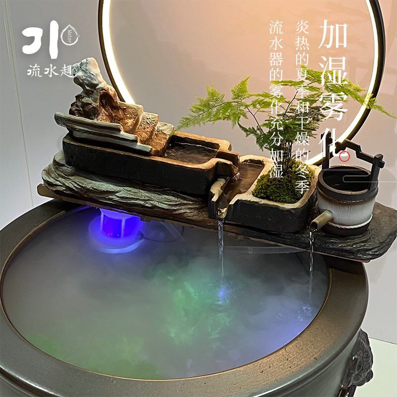 陶瓷材质插电大j水缸古法鱼缸上流水摆件器循环水落地景造景装饰,淘宝优惠券,粉丝福利购,淘宝优惠卷