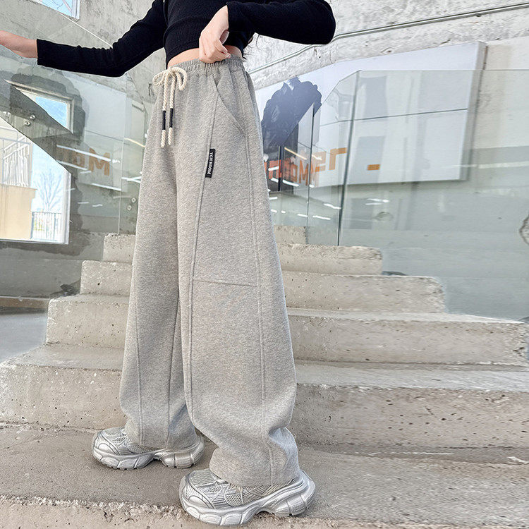 女童加绒裤子冬2025新款卫裤儿童加厚弯刀裤女孩大童一体绒运动裤,淘宝优惠券,粉丝福利购,淘宝优惠卷