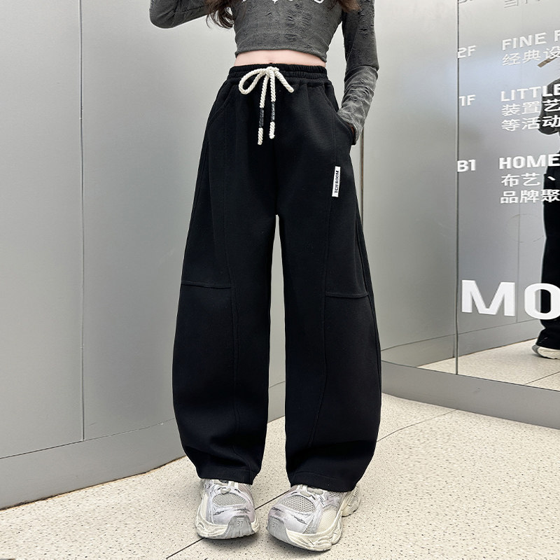 女童加绒裤子冬2025新款卫裤儿童加厚弯刀裤女孩大童一体绒运动裤,淘宝优惠券,粉丝福利购,淘宝优惠卷