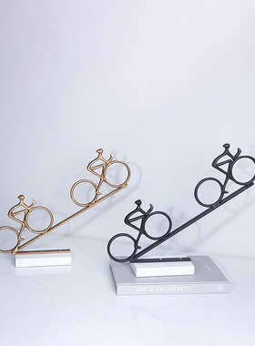 创意骑自行车比赛摆件现代v客厅办公室软装饰品样板房书房书架摆