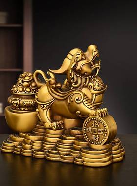 纯铜貔貅摆件一对金钱运财貔貅z家居办公桌装饰品大号财源滚滚貔