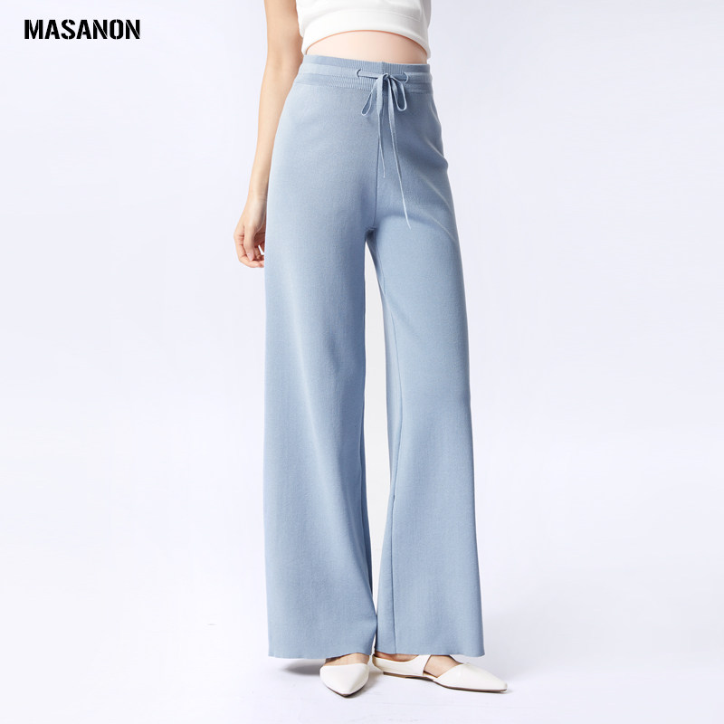 孕妇阔腿裤春秋外穿垂感冰丝针织裤休闲长裤夏装粉色孕期宽松裤子,淘宝优惠券,粉丝福利购,淘宝优惠卷