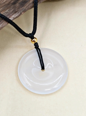 丽型尚天然玉髓吊坠高冰水润玉吊坠平安扣吊坠送妈妈礼物