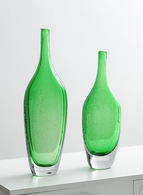 现代简约轻奢花瓶插花摆件玻璃工艺装饰品酒店客厅玄关样板房