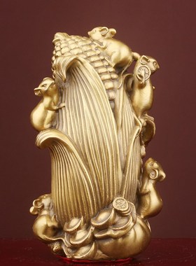 铜老鼠摆件纯铜生肖鼠金属摆设礼物客厅装饰品玄关电视柜摆设