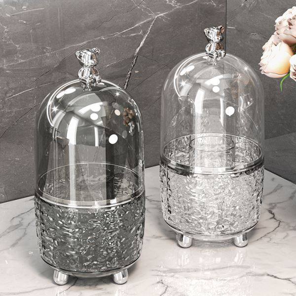 Transparent light luxury rotary makeup brush storage barrel online celebrity 2024 dustproof makeup brush storage box