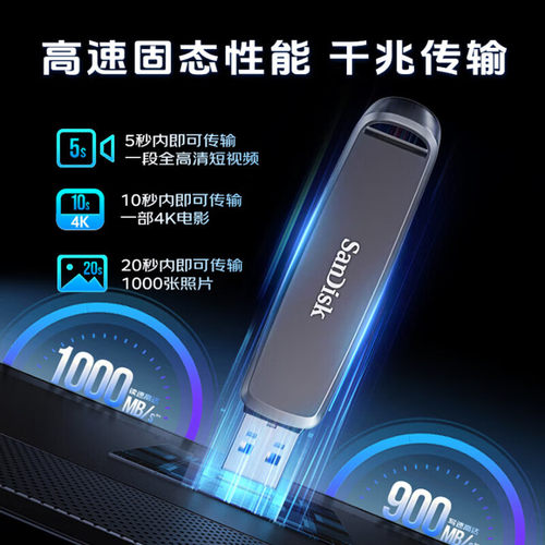 闪迪sandisk双接口移动固态U盘金属USB3.2 Type-C手机电脑DDE1 - 图1
