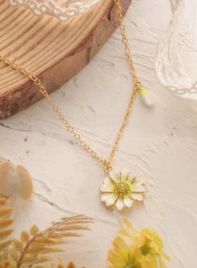 SELENICHAST原创设计雏菊项链花朵锁骨链轻奢小众女友礼物首饰品