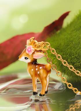 SELENICHAST小鹿项链可爱动物锁骨链轻奢小众吊坠女友生日礼物