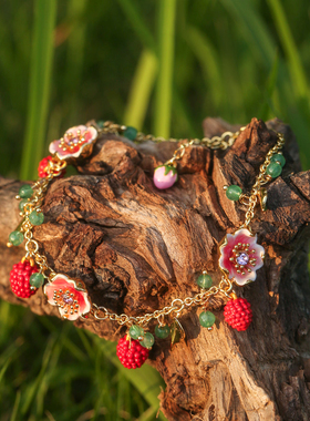 SELENICHAST原创设计树莓花朵手链轻奢小众高级女友配饰生日礼物