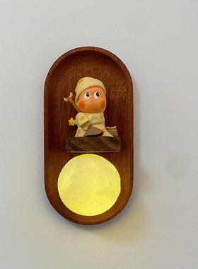 壁灯盲盒收纳展示架免打孔客厅卧室实木DIY中古灯壁灯摆件装饰画