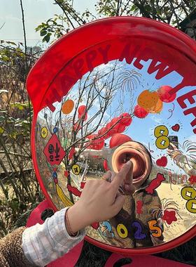 彩绘凹凸镜diy哈哈镜拍照小道具店铺室内客厅装饰转角镜创意礼物