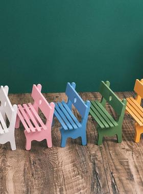 Zakka实木家居小椅子摆件饰品桌面可爱装饰木质桌椅拍摄道具