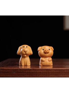 南美黄杨十二生肖手把件小摆件动物木雕实木工艺品创意文玩小挂件