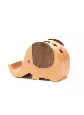 实木制工艺品创意大象笔筒书房收纳盒桌面摆件送朋友同学毕业礼物