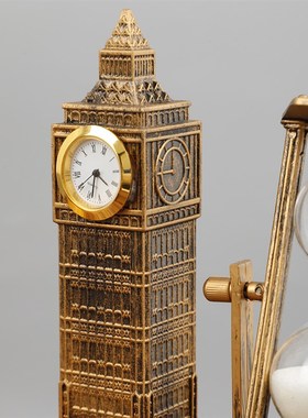 工业风大本钟模型复古沙漏装饰品摆件杂货铺橱窗道具美式桌面时钟