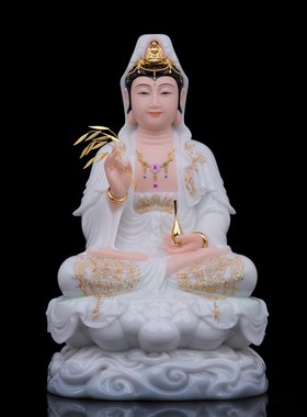 观音佛像供奉娑婆三圣全堂佛释迦牟尼佛地藏王弥勒佛汉白玉摆件